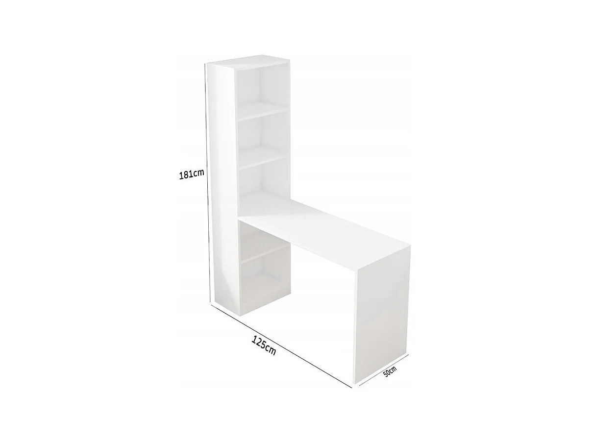 Biurko komputerowe z półkami nowoczesne białe 125 cm