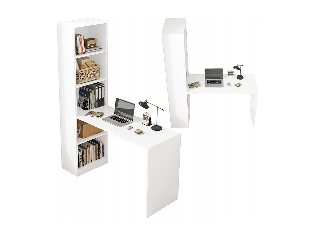 Biurko komputerowe z półkami nowoczesne białe 125 cm