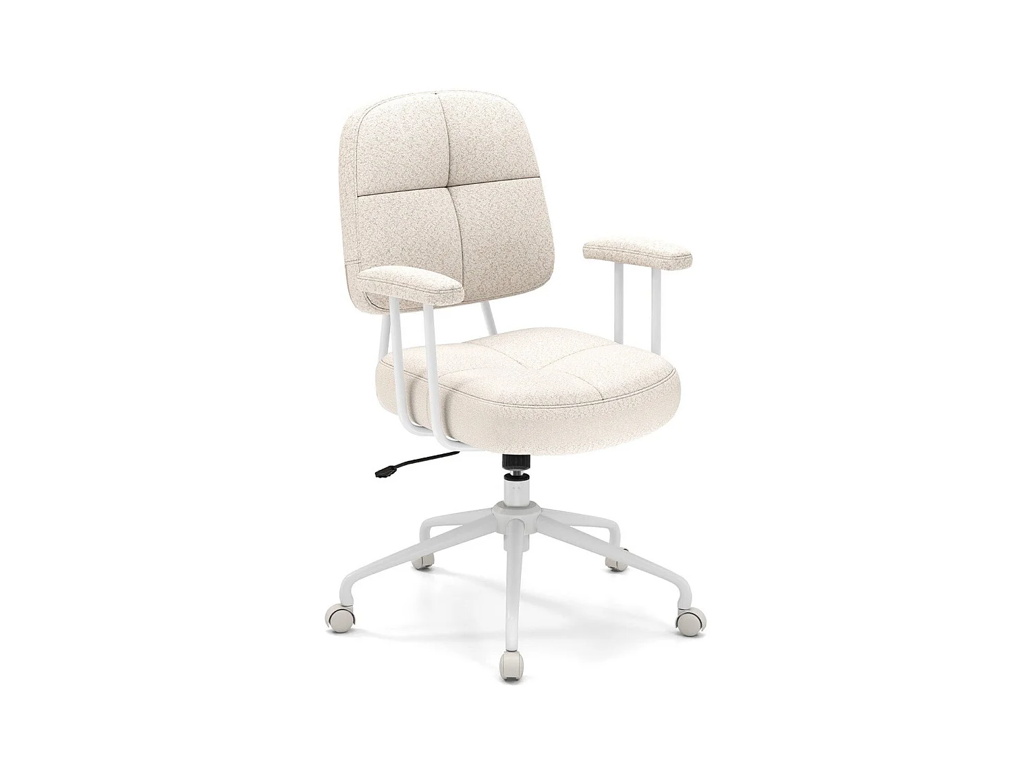 Sedia da ufficio sedia girevole ergonomica con braccioli e rotelle sedia da computer imbottita beige
