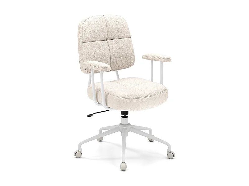 Sedia da ufficio sedia girevole ergonomica con braccioli e rotelle sedia da computer imbottita beige