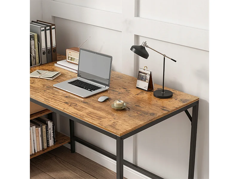 Computertisch vintage rustikal braun mit 2 regalen loft 140 cm