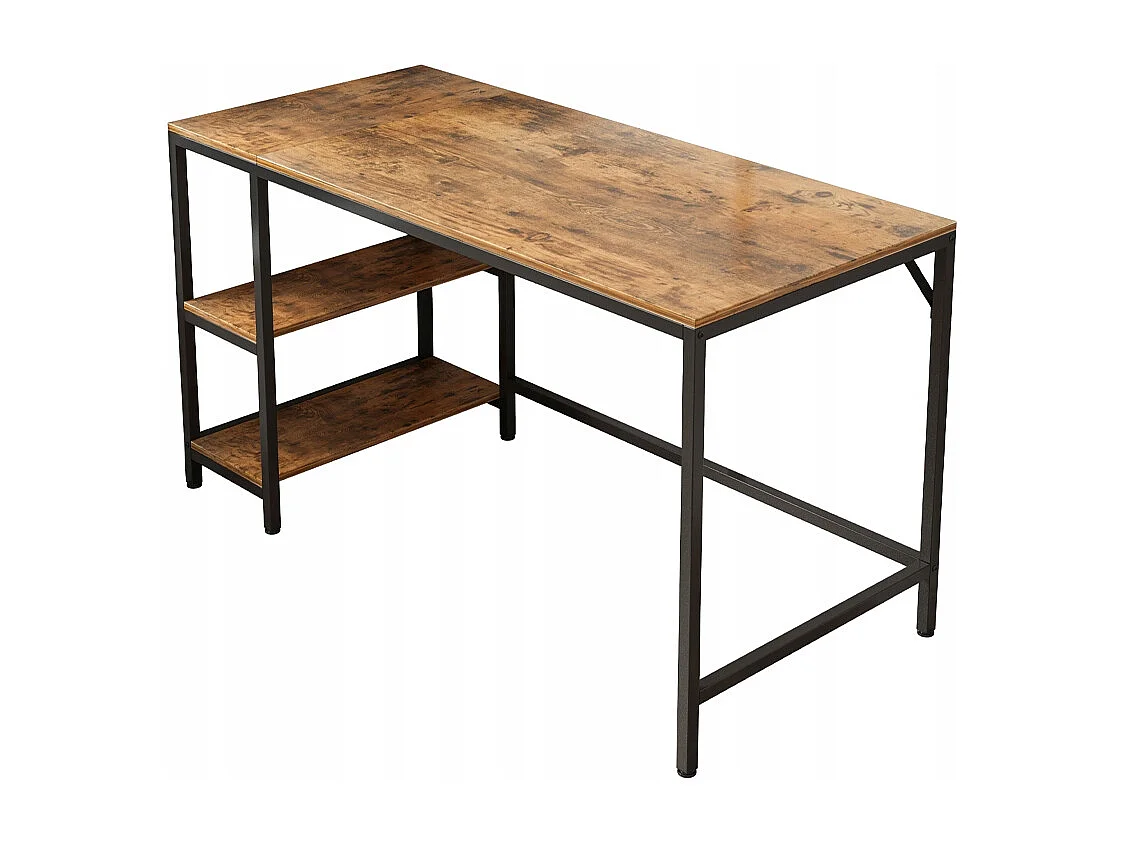 Computertisch vintage rustikal braun mit 2 regalen loft 140 cm