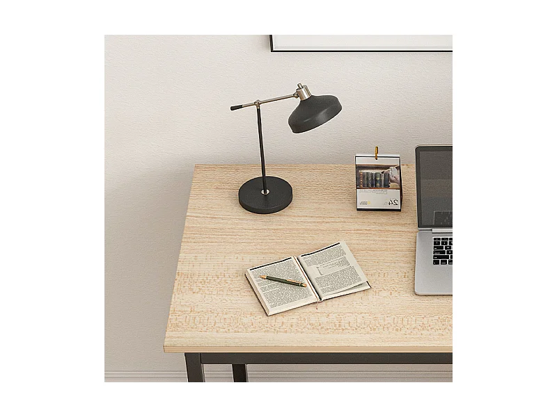 BUREAU D'ORDINATEUR AVEC ÉTAGÈRE ET ÉTAGÈRES MODERNE EN MÉTAL  BRUN CLAIR