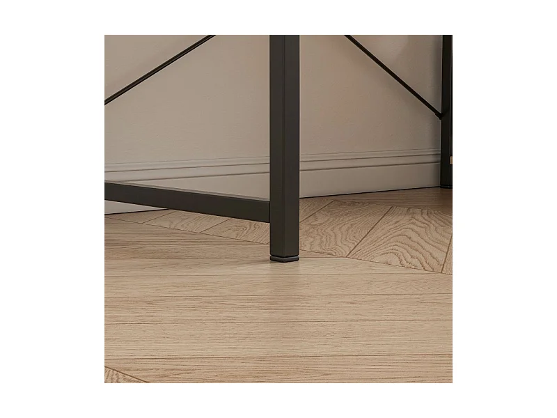 BUREAU D'ORDINATEUR AVEC ÉTAGÈRE ET ÉTAGÈRES MODERNE EN MÉTAL  BRUN CLAIR