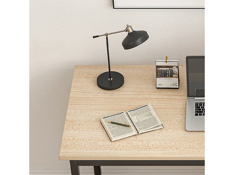 Biurko komputerowe z regałem półkami nowoczesne metalowe jasny brąz