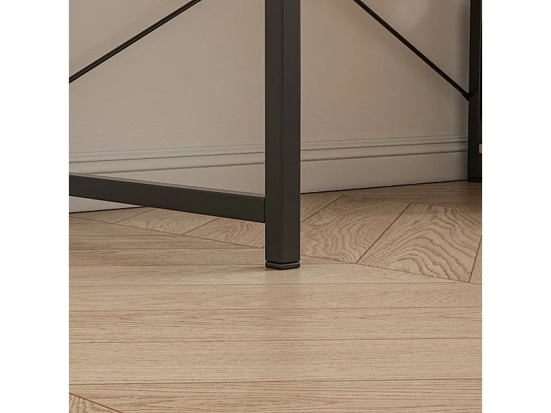 Biurko komputerowe z regałem półkami nowoczesne metalowe jasny brąz