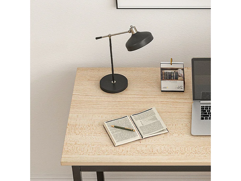 Biurko komputerowe z regałem półkami nowoczesne metalowe jasny brąz