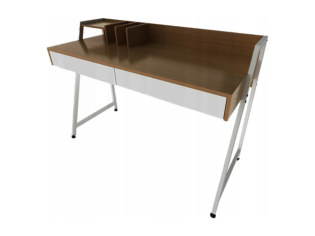 MODERNER SCHREIBTISCH MIT SCHUBLADEN UND TRENNWÄNDEN DUNKLE BUCHE PREMIUM 100 CM