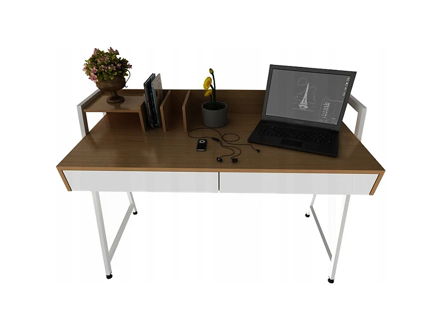 MODERNER SCHREIBTISCH MIT SCHUBLADEN UND TRENNWÄNDEN DUNKLE BUCHE PREMIUM 100 CM