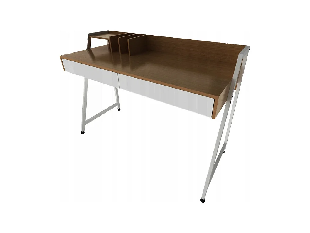 MODERNER SCHREIBTISCH MIT SCHUBLADEN UND TRENNWÄNDEN DUNKLE BUCHE PREMIUM 100 CM