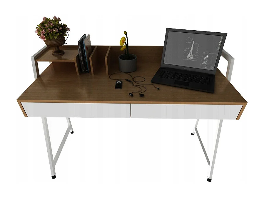 SCrivania moderna con cassetti e scomparti in faggio scuro PREMIUM 100 CM