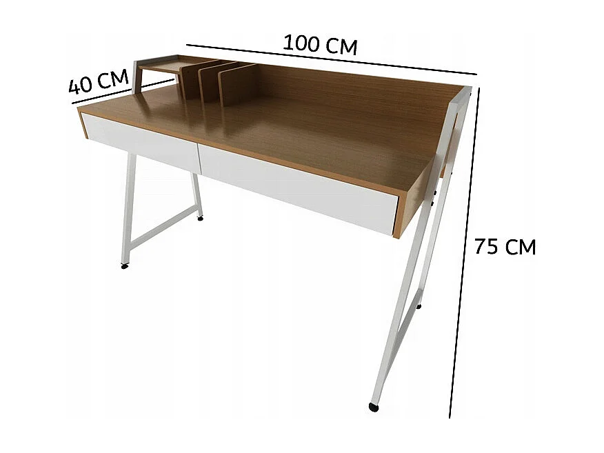 SCrivania moderna con cassetti e scomparti in faggio scuro PREMIUM 100 CM