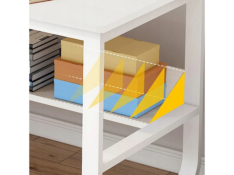 BUREAU INFORMATIQUE POUR ADOLESCENTS BLANC STYLE SCANDINAVE GRANDES LOFT ÉTAGÈRES 100 CM