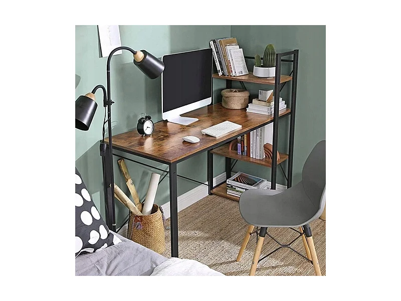 MESA INDUSTRIAL DE METAL COM PRATELEIRAS ESTANTE RÚSTICA VINTAGE