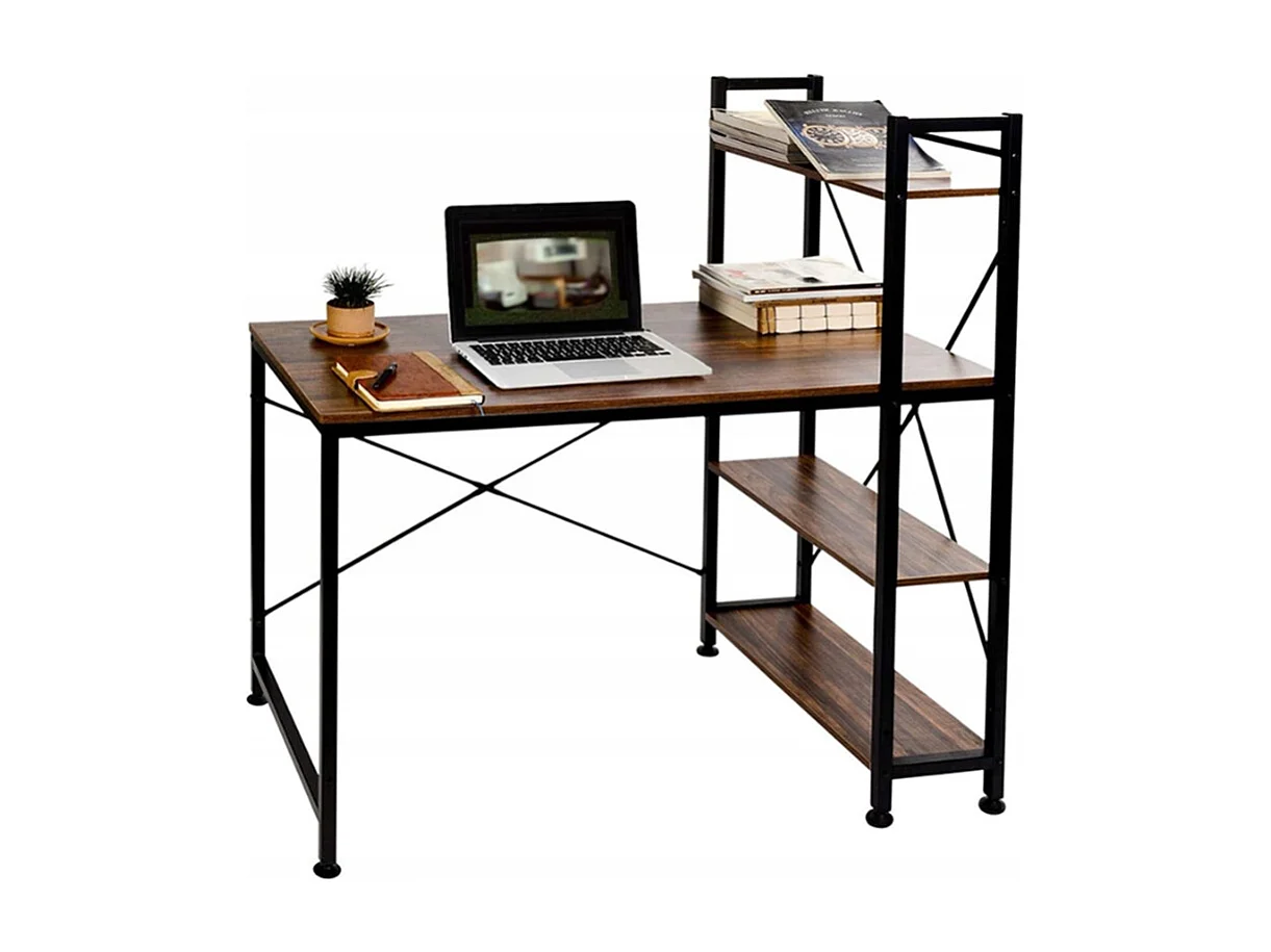 Biurko industrialne metalowe półkami regałem rustykalne vintage