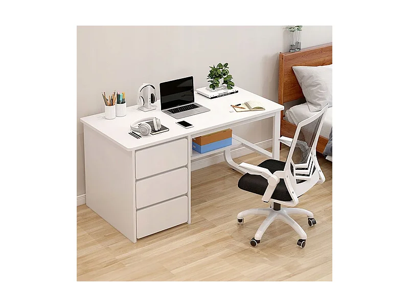 Biurko komputerowe białe 3 półki skandynawski nowoczesne 100 cm
