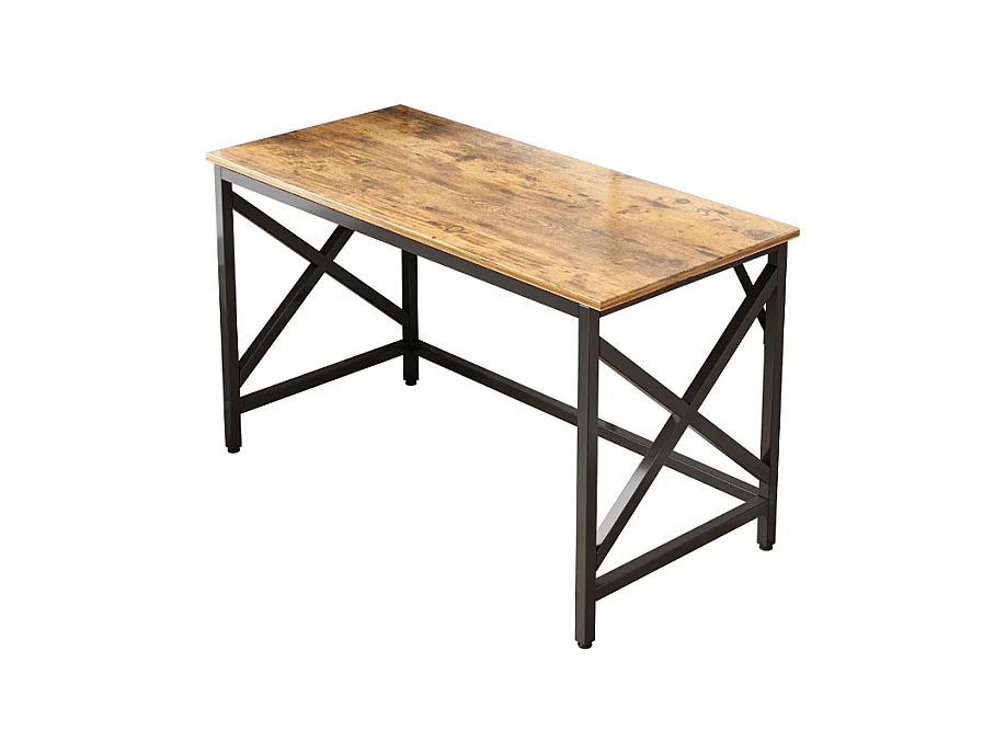 Biurko komputerowe industrialne stolik rustykalny brąz metalowa rama