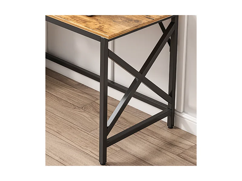 Biurko komputerowe industrialne stolik rustykalny brąz metalowa rama