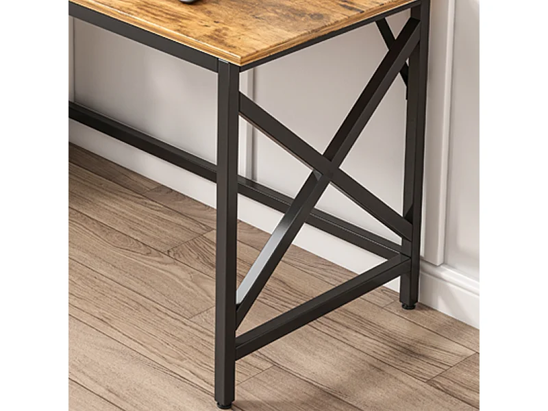 COMPUTERTISCH INDUSTRIELLER TISCH RUSTIKAL BRAUN METALLRAHMEN