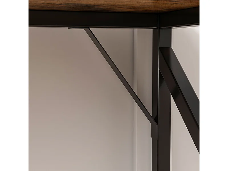 COMPUTERTISCH INDUSTRIELLER TISCH RUSTIKAL BRAUN METALLRAHMEN