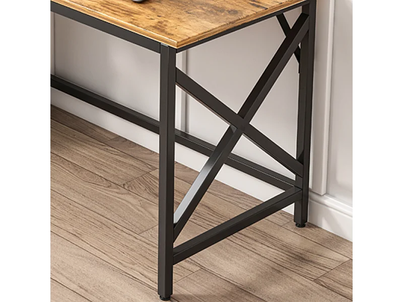 COMPUTERTISCH INDUSTRIELLER TISCH RUSTIKAL BRAUN METALLRAHMEN