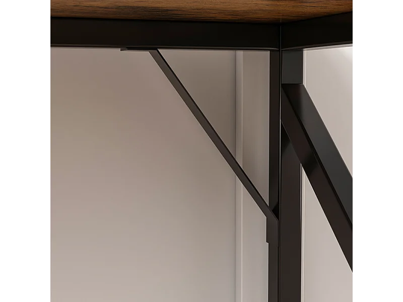 COMPUTERTISCH INDUSTRIELLER TISCH RUSTIKAL BRAUN METALLRAHMEN