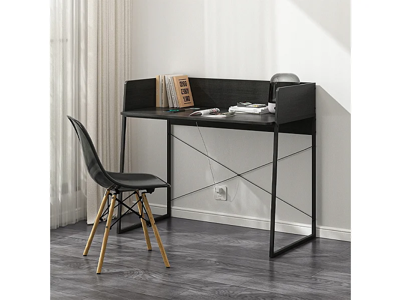 ESCRITORIO DE ORDENADOR MODERNO INDUSTRIAL VINTAGE NEGRO 100 CM