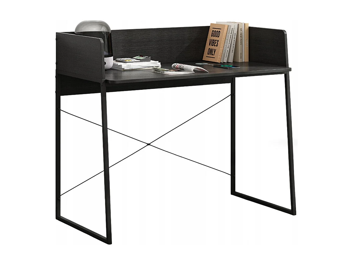 ESCRITORIO DE ORDENADOR MODERNO INDUSTRIAL VINTAGE NEGRO 100 CM