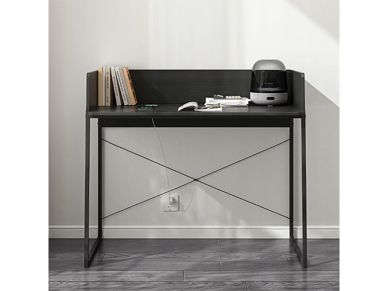 ESCRITORIO DE ORDENADOR MODERNO INDUSTRIAL VINTAGE NEGRO 100 CM