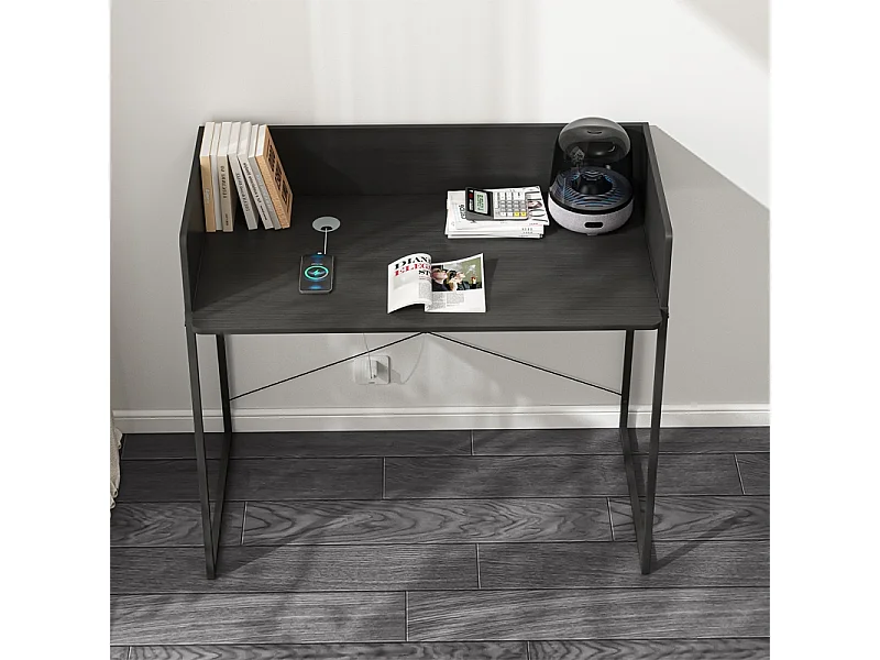 ESCRITORIO DE ORDENADOR MODERNO INDUSTRIAL VINTAGE NEGRO 100 CM