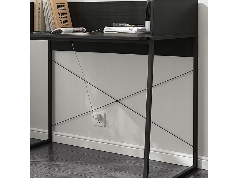 ESCRITORIO DE ORDENADOR MODERNO INDUSTRIAL VINTAGE NEGRO 100 CM