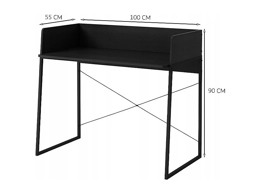 ESCRITORIO DE ORDENADOR MODERNO INDUSTRIAL VINTAGE NEGRO 100 CM