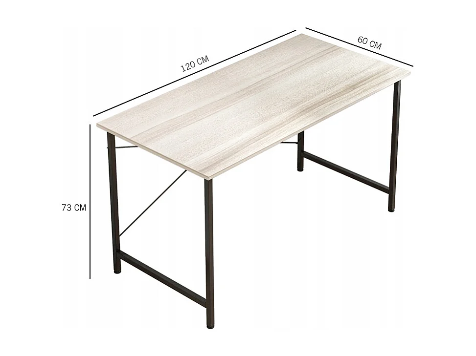 Biurko komputerowe industrialne stolik nowoczesny jasny dąb 120 cm