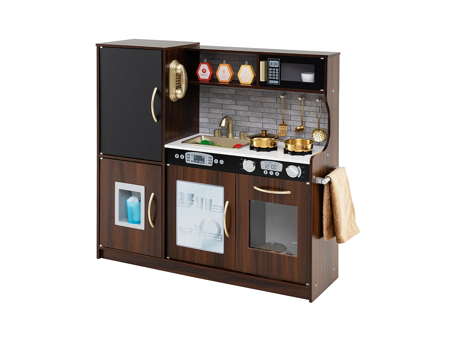 Spielküche zum Spielen Küchenspielset für Kleinkinder mit Tafel 82 x 24 x 80 cm Braun