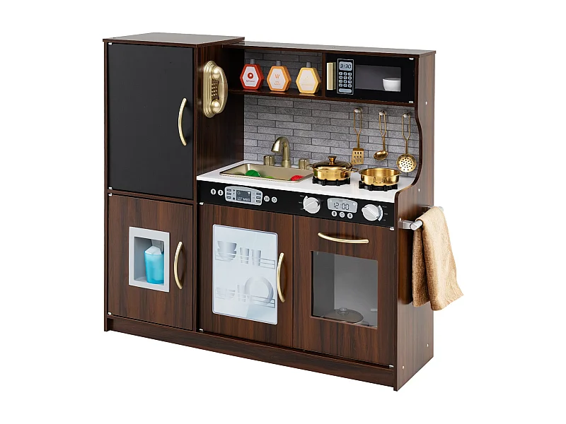 Cucina per giocare con Set da gioco per bambini con lavagna 82 x 24 x 80 cm Marrone