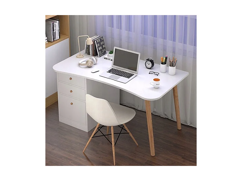 BUREAU INFORMATIQUE POUR LA MAISON OU LE BUREAU TIROIRS BLANCS TABLE LOFT 100 CM SCANDINAVE