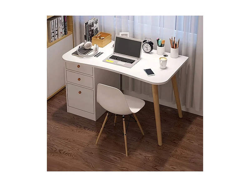 COMPUTERTISCH FÜR ZUHAUSE UND BÜRO SCHUBLADEN WEISS TISCH 100 CM LOFT SKANDINAVISCH