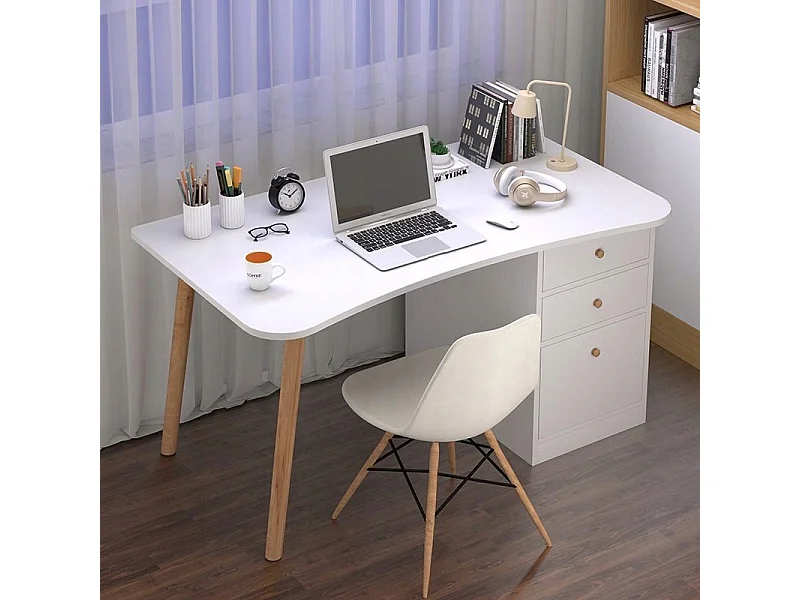 Escritorio de ordenador para el hogar o la oficina con cajones blancos mesa de 100 cm loft estilo escandinavo
