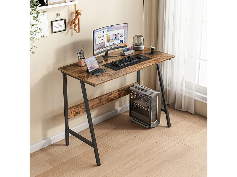 COMPUTERBUREAU LOFT INDUSTRIEEL SCHOOL RUSTIEK RETRO HOUT 100 CM