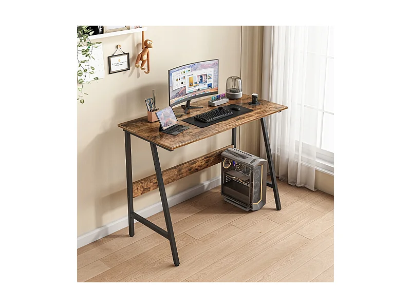 COMPUTERBUREAU LOFT INDUSTRIEEL SCHOOL RUSTIEK RETRO HOUT 100 CM