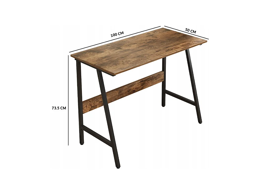 COMPUTERBUREAU LOFT INDUSTRIEEL SCHOOL RUSTIEK RETRO HOUT 100 CM