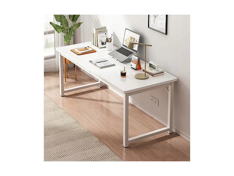 BUREAU INFORMATIQUE TABLE BLANCHE POUR ADOLESCENTS ÉCOLE INDUSTRIELLE LOFT 120 CM