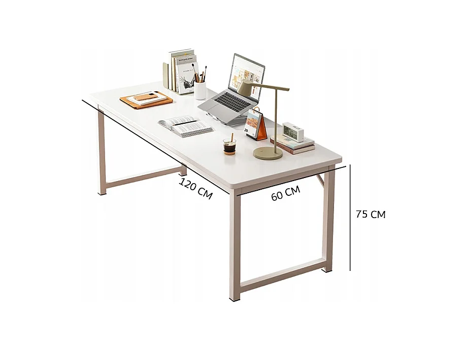 BUREAU INFORMATIQUE TABLE BLANCHE POUR ADOLESCENTS ÉCOLE INDUSTRIELLE LOFT 120 CM