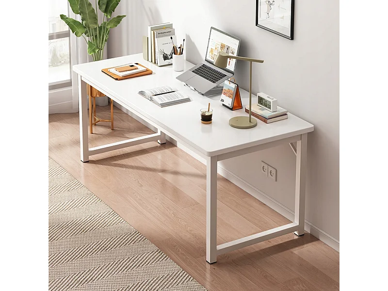 BUREAU INFORMATIQUE TABLE BLANCHE POUR ADOLESCENTS ÉCOLE INDUSTRIELLE LOFT 120 CM