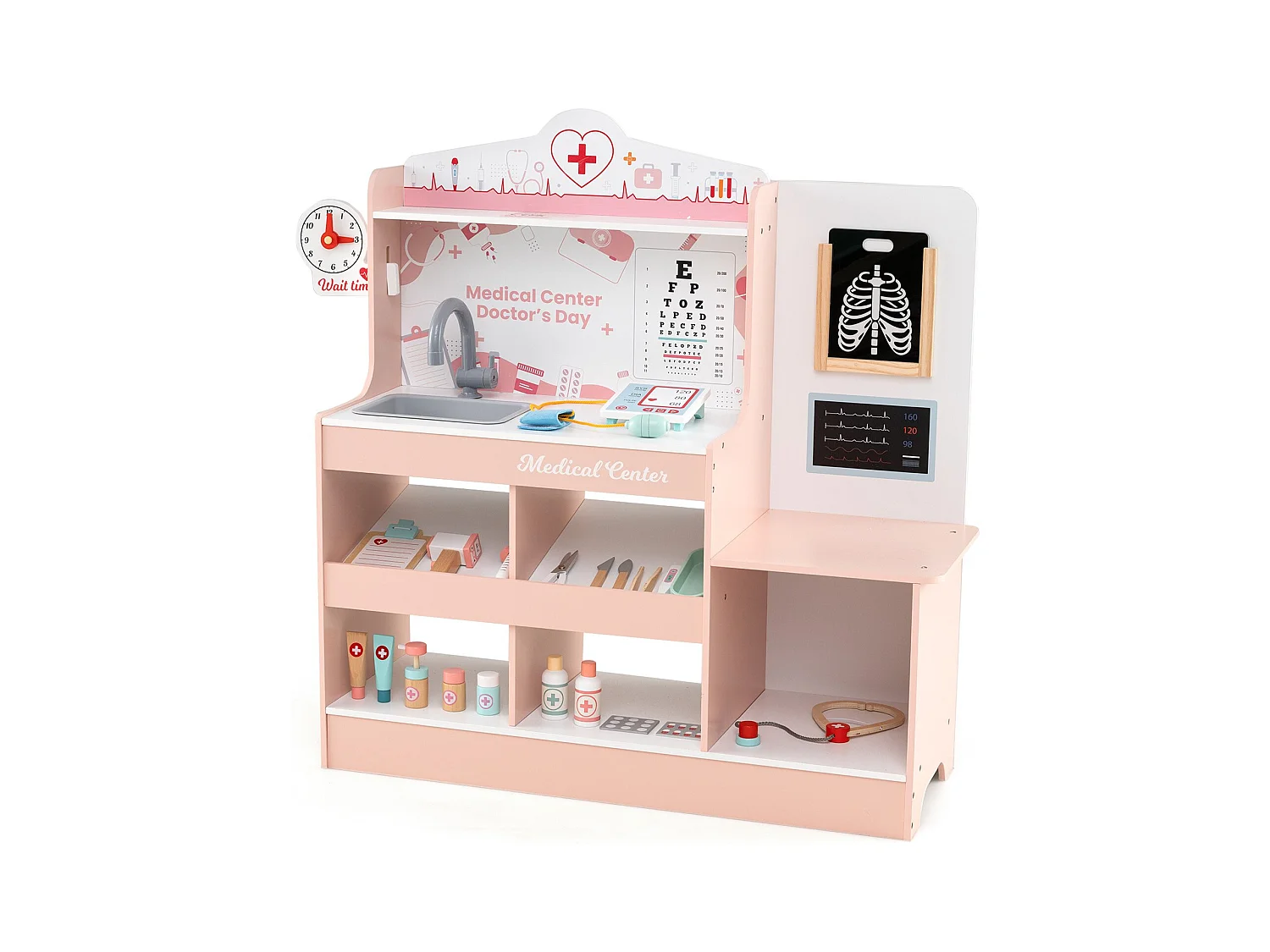 Krankenhaus Spielzeug mit Medizinischen Geräten & 24 Zubehör Holz Doktor-Spielset Rosa