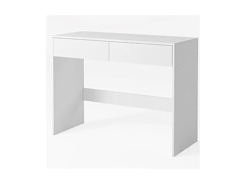 BUREAU INFORMATIQUE BLANC MODERNE AVEC 2 TIROIRS  TABLE DE COIFFAGE 100 CM