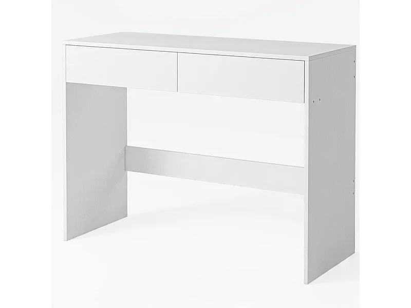 BUREAU INFORMATIQUE BLANC MODERNE AVEC 2 TIROIRS  TABLE DE COIFFAGE 100 CM