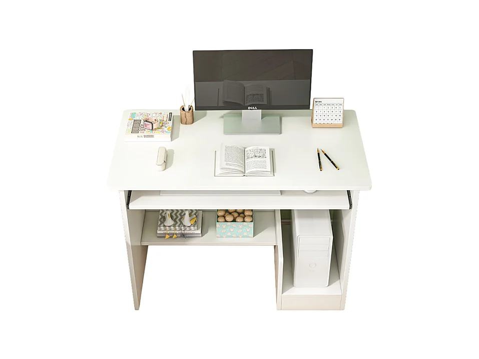 BUREAU BLANC POUR ADOLESCENTS AVEC TIROIR ET ÉTAGÈRES MODERNE POUR ORDINATEUR LOFT TABLE BASSES