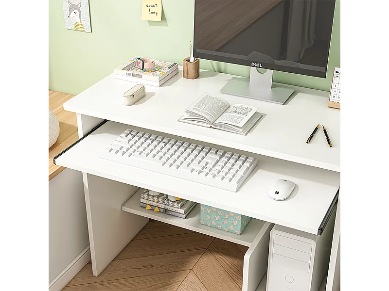 BUREAU BLANC POUR ADOLESCENTS AVEC TIROIR ET ÉTAGÈRES MODERNE POUR ORDINATEUR LOFT TABLE BASSES