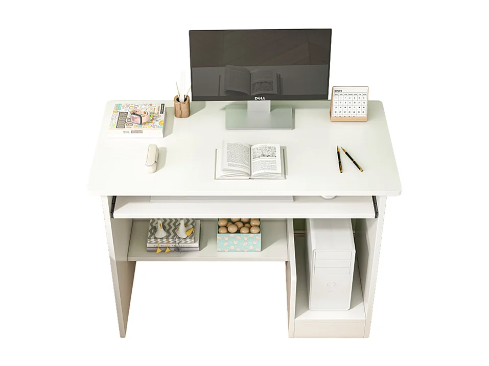 BUREAU BLANC POUR ADOLESCENTS AVEC TIROIR ET ÉTAGÈRES MODERNE POUR ORDINATEUR LOFT TABLE BASSES